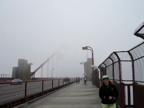 Karen Duquette on  the Golden Gate Bridge